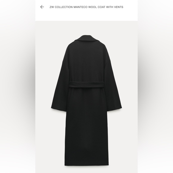 zw collection black manteco wool coat with vents and big pockets - size small - Picture 2 of 2